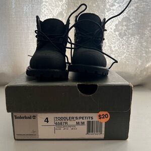 Timberland Black and Red Kids Lace-Up Boots